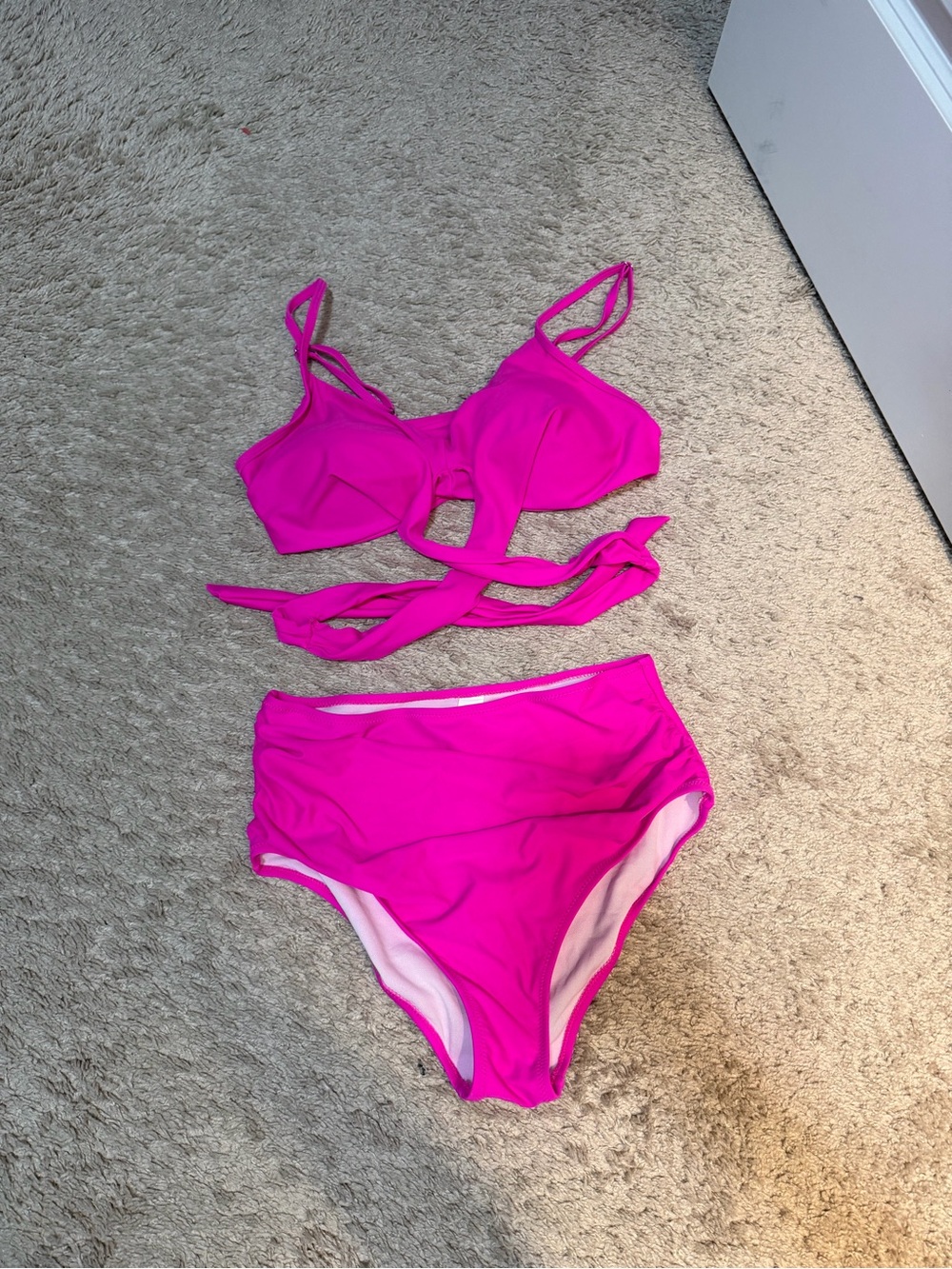 Bright Pink High-Waist Bikini Set